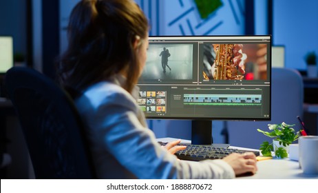 video editor working night new 260nw 1888870672