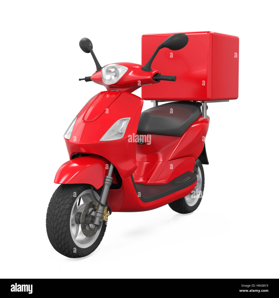 motorcycle delivery box isolated HNG8Y3 958x1024